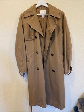 H&M Double-Breasted Trench Coat in Camel